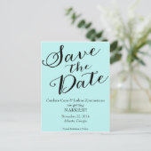 Carte Postale Faire-part Bleu Enregistrer la date (Debout devant)