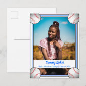 Carte Postale Faire-part Bleu et noir de baseball (Devant / Derrière)