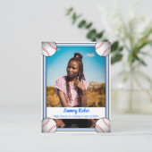 Carte Postale Faire-part Bleu et noir de baseball (Debout devant)