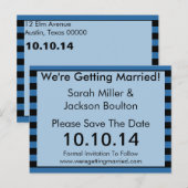 Carte Postale Faire-part Bleu et noir moderne Sauvez la date (Devant / Derrière)