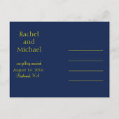 Carte Postale Faire-part Bleu et or Enregistrer la date (Dos)