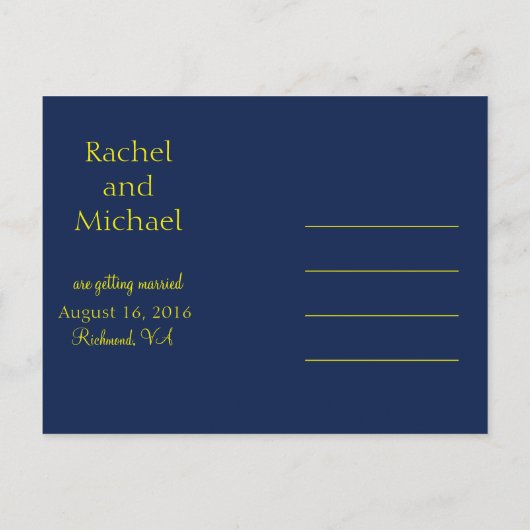 Carte Postale Faire-part Bleu et or Enregistrer la date (Dos)