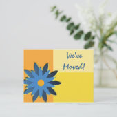 Carte Postale Faire-part Bleu Fleur Couleur Bloc Changement d'adresse (Debout devant)