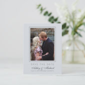 Carte Postale Faire-part Bleu glacé chic Enregistrer la date Fiançailles Ph (Debout devant)