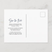 Carte Postale Faire-part Bleu marine et superposition blanche | Photo Enreg (Dos)