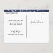 Carte Postale Faire-part Bleu marine, guirlandes lumineuses, fiançailles, e (Dos)