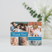 Carte Postale Faire-part Bleu Merci et présentation des photos du deuxième  (Debout devant)