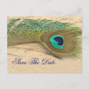 Carte Postale Faire-part bleu paon Enregistrer la date