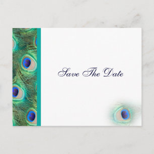 Carte Postale Faire-part bleu paon Enregistrer la date