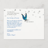 Carte Postale Faire-part Bleu papillon Quinceanera Photo Enregistrer la dat (Dos)