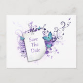 Carte Postale Faire-part Bleu Papillons Purple Fils Enregistrer La Date (Devant)