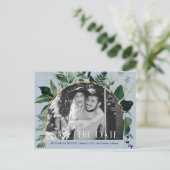 Carte Postale Faire-part Bleu poussiéreux, code QR photo botanique enregist (Debout devant)