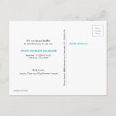 Carte Postale Faire-part Bleu présentant le collage de photos de la naissan (Dos)