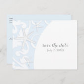 Carte Postale Faire-part Bleu Starfish Bleu Beach Mariage Sauvez La Date (Devant / Derrière)