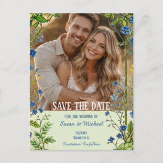 Carte Postale Faire-part Bleue Fleur Sauvage | Jardin Botanique
