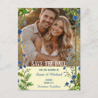 Carte Postale Faire-part Bleue Fleur Sauvage | Jardin Botanique