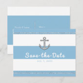 Carte Postale Faire-part Bleuet bleu et rayures blanches diamant Anchor (Devant / Derrière)