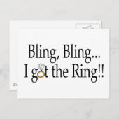Carte Postale Faire-part Bling Bling J'ai Obtenu La Bague De Fiançailles De (Devant / Derrière)