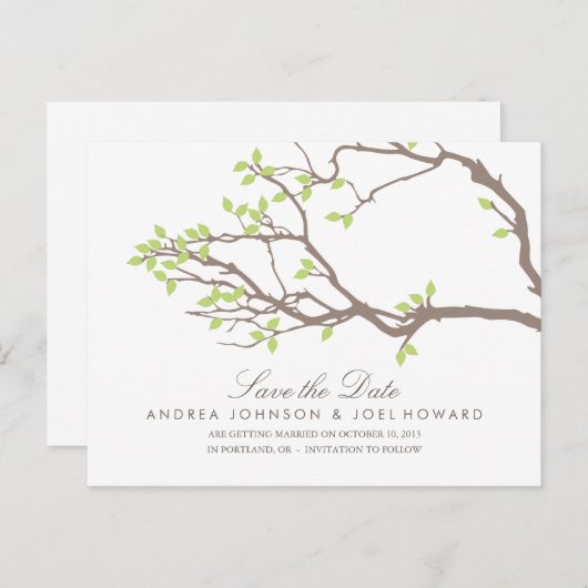 Carte Postale Faire-part Blissful Branches Mariage Enregistrer la date Cart (Devant / Derrière)