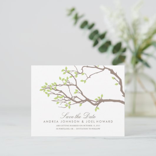 Carte Postale Faire-part Blissful Branches Mariage Enregistrer la date Cart (Debout devant)
