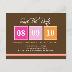 Carte Postale Faire-part Blocs de date - Orange rose