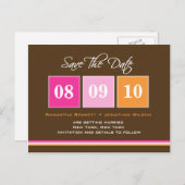 Carte Postale Faire-part Blocs de date - Rose orange (Devant / Derrière)