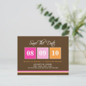 Carte Postale Faire-part Blocs de date - Rose orange (Debout devant)