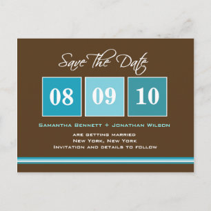 Carte Postale Faire-part Blocs de date - Turquoise