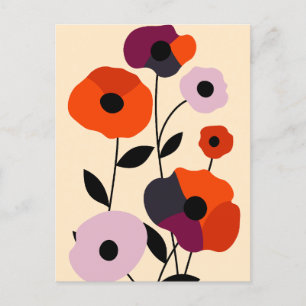 Carte Postale Faire-part Bloom minimal du pavot