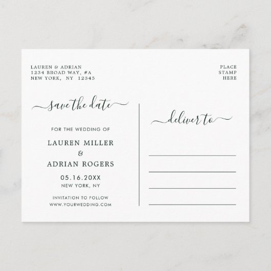 Carte Postale Faire-part Bloom rose Vierge Enregistrer la photo Date (Dos)