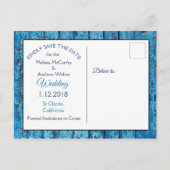 Carte Postale Faire-part Blue Antique Mariage Patiné en bois Enregistrer la (Dos)