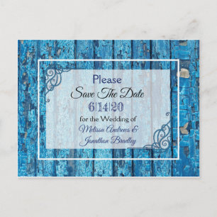 Carte Postale Faire-part Blue Antique Porte Patinée Mariage Enregistrer la 