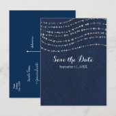 Carte Postale Faire-part Blue Denim & Diamonds Sparkle Bling Enregistrer La (Devant / Derrière)