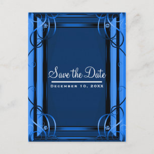 Carte Postale Faire-part Blue Elegant Company Corporate Enregistrer la date