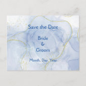 Carte Postale Faire-part Blue Gold Swirl Save the Date (Devant)