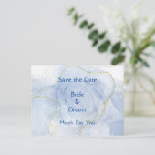 Carte Postale Faire-part Blue Gold Swirl Save the Date (Debout devant)