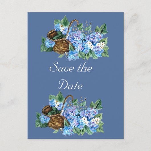 Carte Postale Faire-part BLUE HYDRANGEA enregistrer la date (Devant)