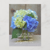 Carte Postale Faire-part Blue Hydrangeas Mason Jar Enregistrer La Date Cart (Devant)