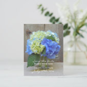 Carte Postale Faire-part Blue Hydrangeas Mason Jar Enregistrer La Date Cart (Debout devant)