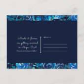 Carte Postale Faire-part Blue Indigo Floral Flowers Mariage Enregistrer la (Dos)