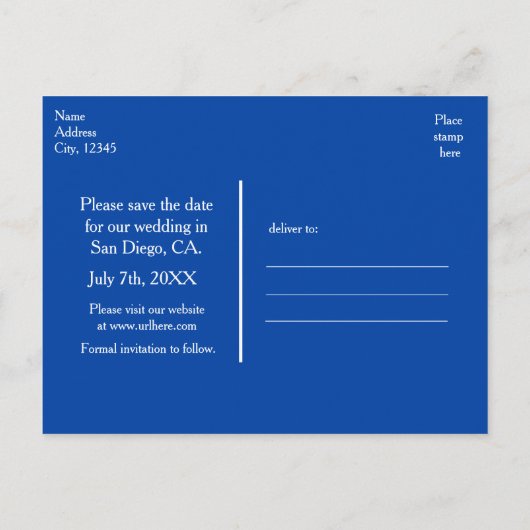 Carte Postale Faire-part Blue Rustic Night String Lights Enregistrer la dat (Dos)