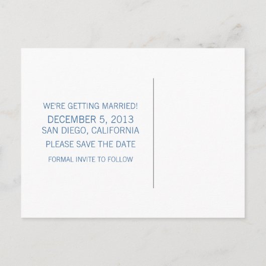 Carte Postale Faire-part Blue Sparkly Holiday Tree Enregistrer la date Cart (Dos)