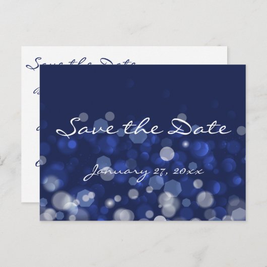 Carte Postale Faire-part Blue Winter Theme Wedding Enregistrer La Date Cart (Devant / Derrière)