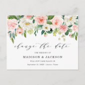 Carte Postale Faire-part Blush Floral Change La Date Mariage Postponton (Devant)