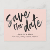 Carte Postale Faire-part Blush Modern Mariage Calligraphie Enregistrer la d (Devant)