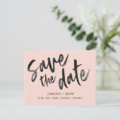 Carte Postale Faire-part Blush Modern Mariage Calligraphie Enregistrer la d (Debout devant)