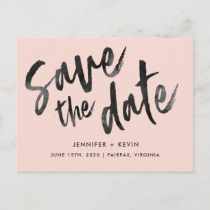 Carte Postale Faire-part Blush Modern Mariage Calligraphy Enregistrer la da