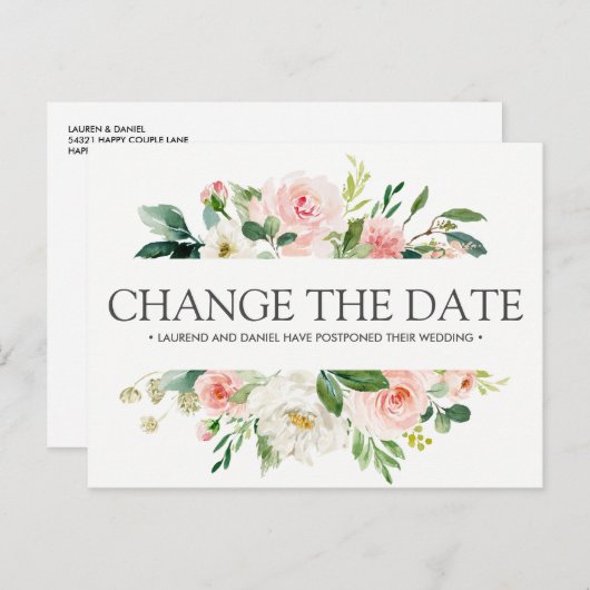 Carte Postale Faire-part Blush moderne | MARIAGE rose MODIFIER LA DATE (Devant / Derrière)