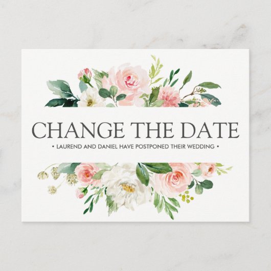 Carte Postale Faire-part Blush moderne | MARIAGE rose MODIFIER LA DATE (Devant)