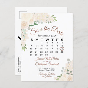 Carte Postale Faire-part Blush Peach Floral Wedding Enregistrer le calendri